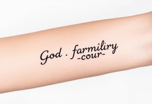 God family country written in Greek tattoo idea