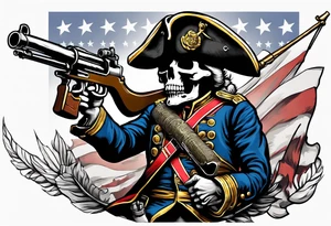 revolutionary war skull faced
 sodier running with a machine gun "liberty or death", liberty bell tattoo idea