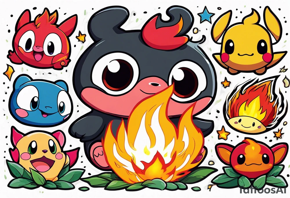 Calcifer, Chimchar, Toothless, Stitch, Kirby, Ponyo tattoo idea