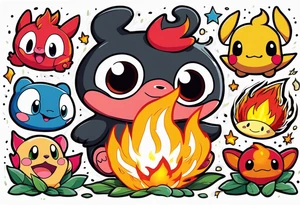 Calcifer, Chimchar, Toothless, Stitch, Kirby, Ponyo tattoo idea