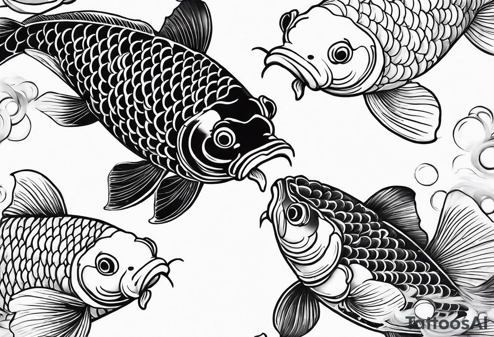 Three Koi fish swimming tattoo idea