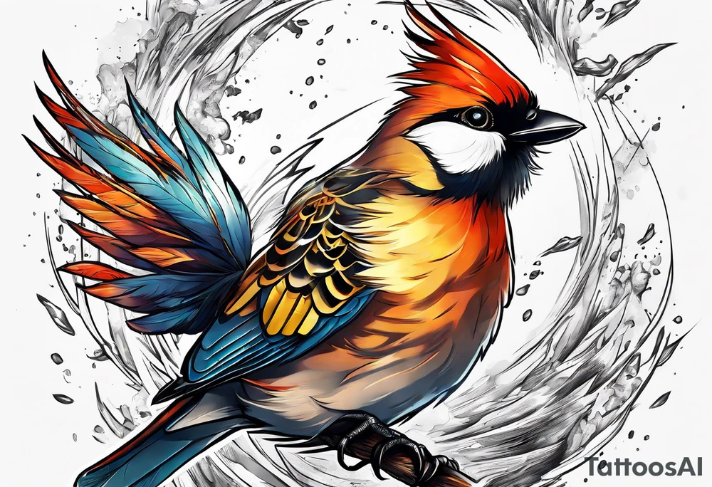 birds exploding ro top of a favor tattoo idea