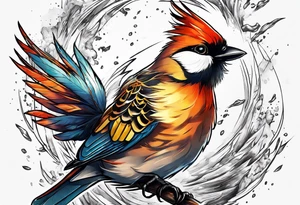 birds exploding ro top of a favor tattoo idea