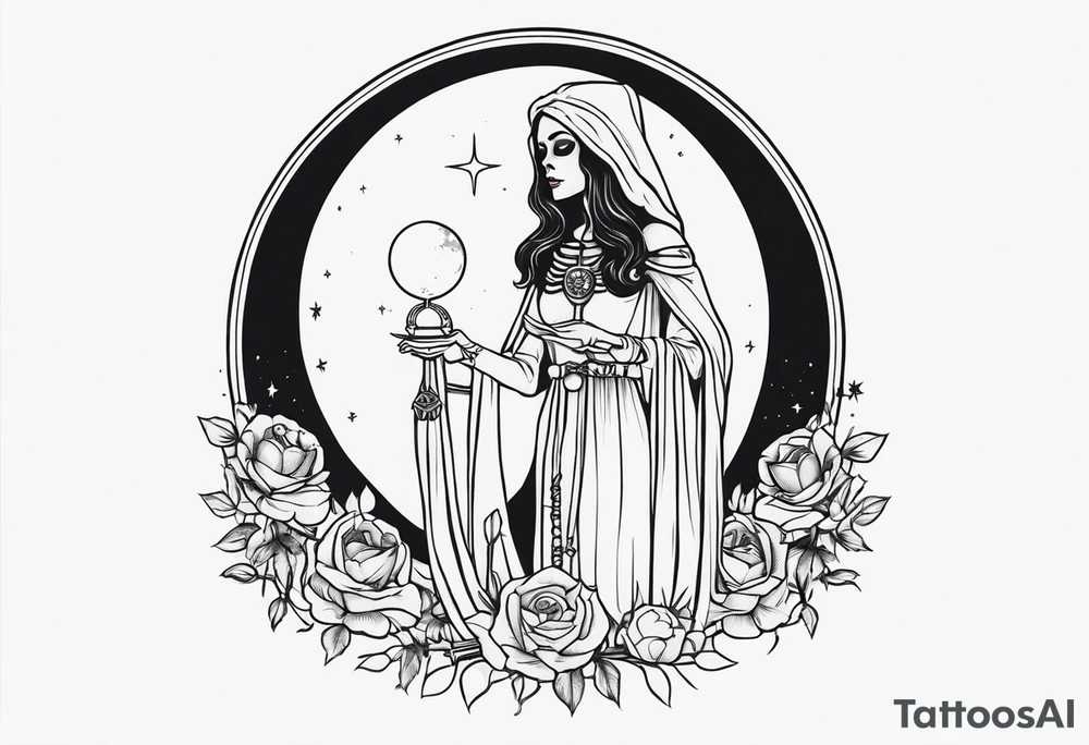 High priestess as a skeleton with moon tarot card tattoo idea High priestess as a skeleton with moon tarot card tattoo idea