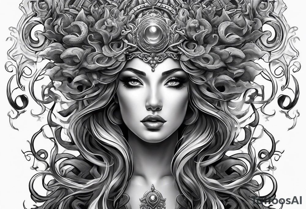 Medusa with the symbolism of light tattoo idea