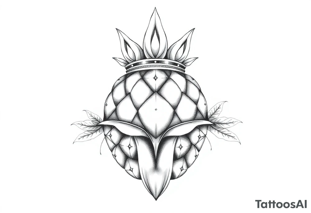 Crown pineapple vagina anus tattoo idea