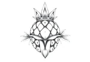 Crown pineapple vagina anus tattoo idea