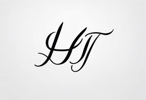 make a tattoo with the initials HJ in cursive fineline with a heart tattoo idea
