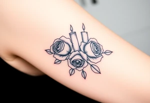 Blue, 2 roses, 2 candles tattoo idea