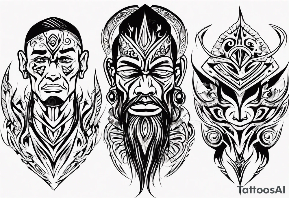 tribal tattoo father loving his son and wife making sure they are safe from the world and all the evil tattoo idea