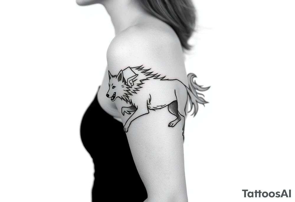 Big bad wolf running after little red riding hood tattoo idea