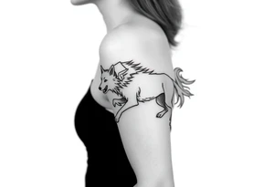 Big bad wolf running after little red riding hood tattoo idea