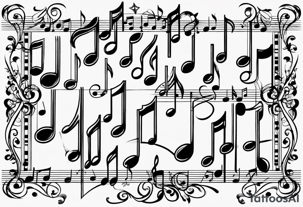 Musical notes connecting toddlers dancing tattoo idea