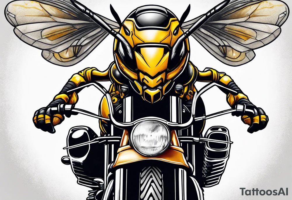 Hornet riding a motorcycle tattoo idea