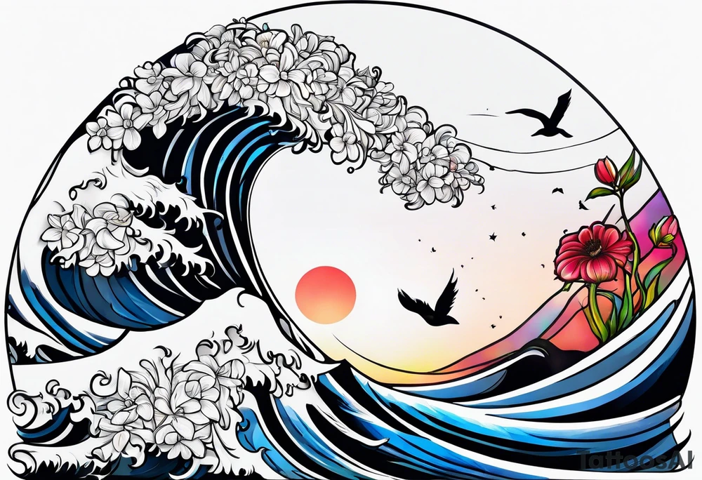 sea, night, flower, republic dominicana tattoo idea