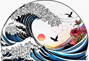 sea, night, flower, republic dominicana tattoo idea