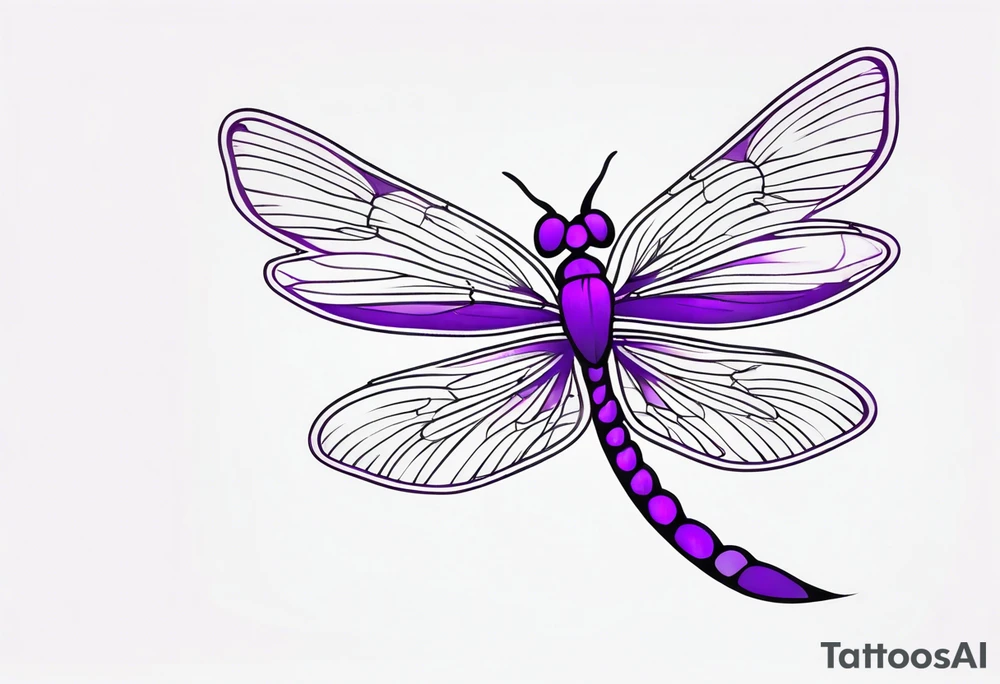 minimalist dragonfly (purple colored) tattoo idea