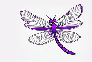 minimalist dragonfly (purple colored) tattoo idea