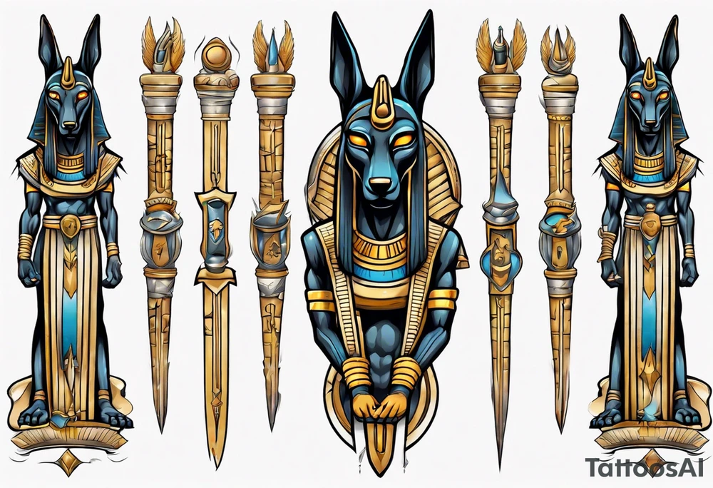 anubis full arms tattoo idea