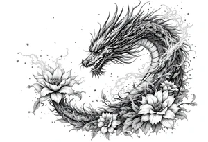 legendary dragon scene with energy aura flowers power effects tattoo idea