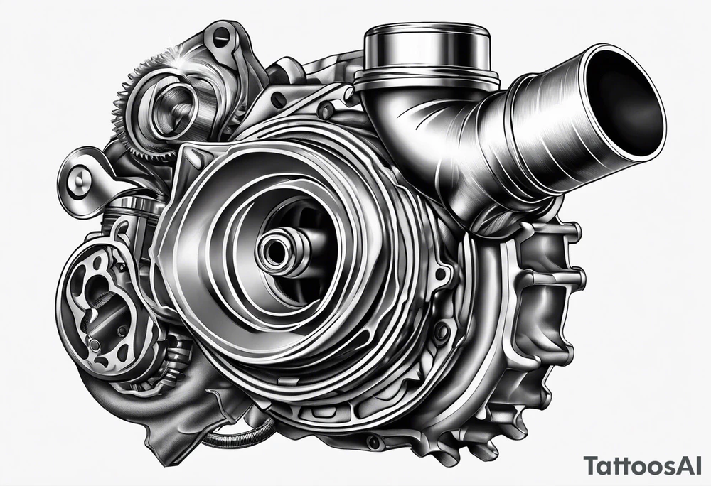 turbocharger,spark plug, auto parts tattoo idea