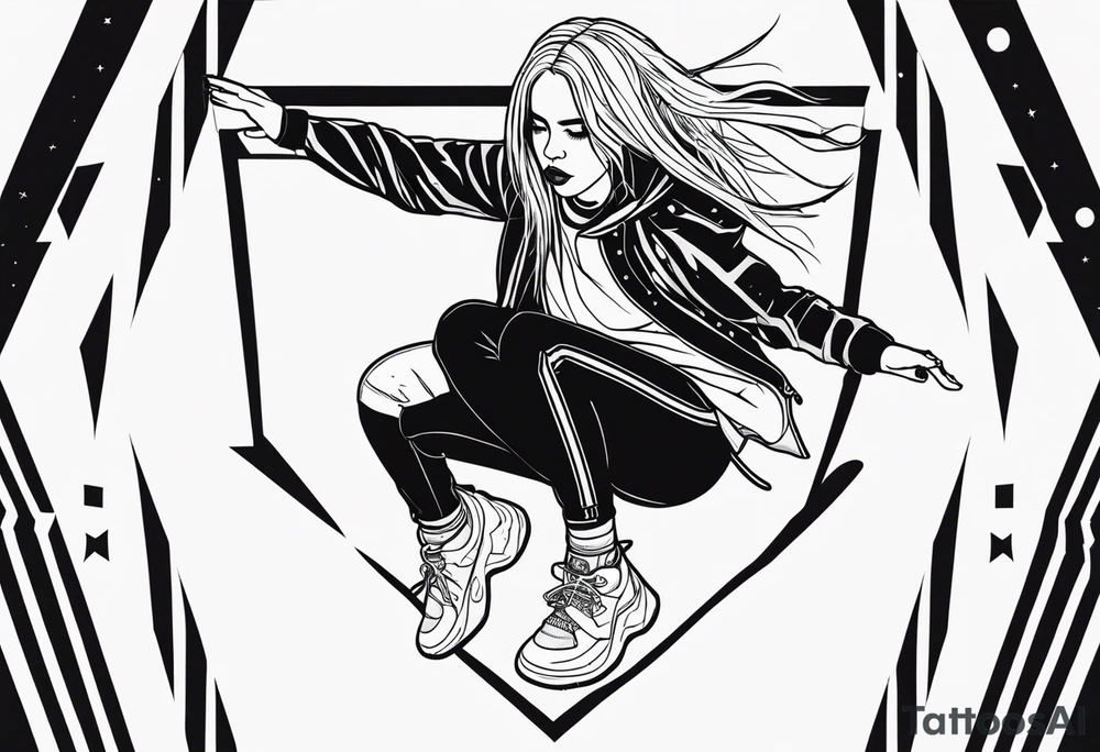 Billie eilish jumping out of a stage tattoo idea