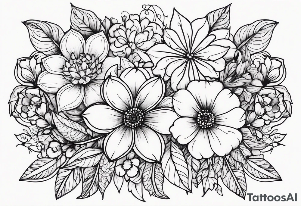 ornaments of flowers tattoo idea