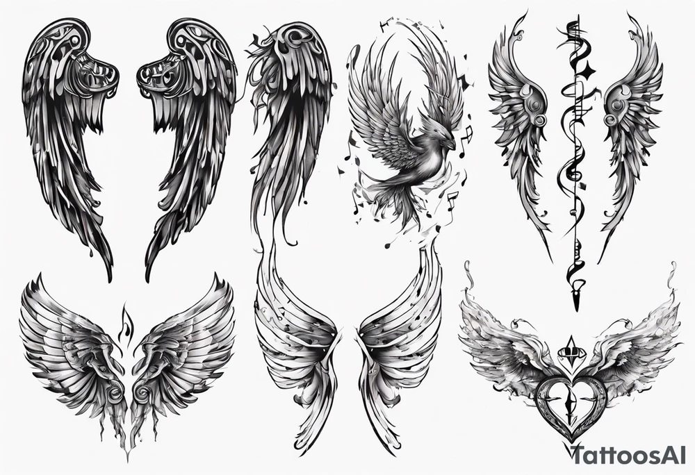 music wings tattoo idea