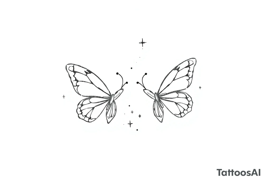Dainty and fine line basic small butterflies with lots of sparkles tattoo idea