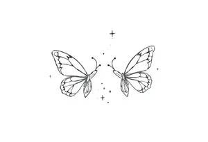 Dainty and fine line basic small butterflies with lots of sparkles tattoo idea