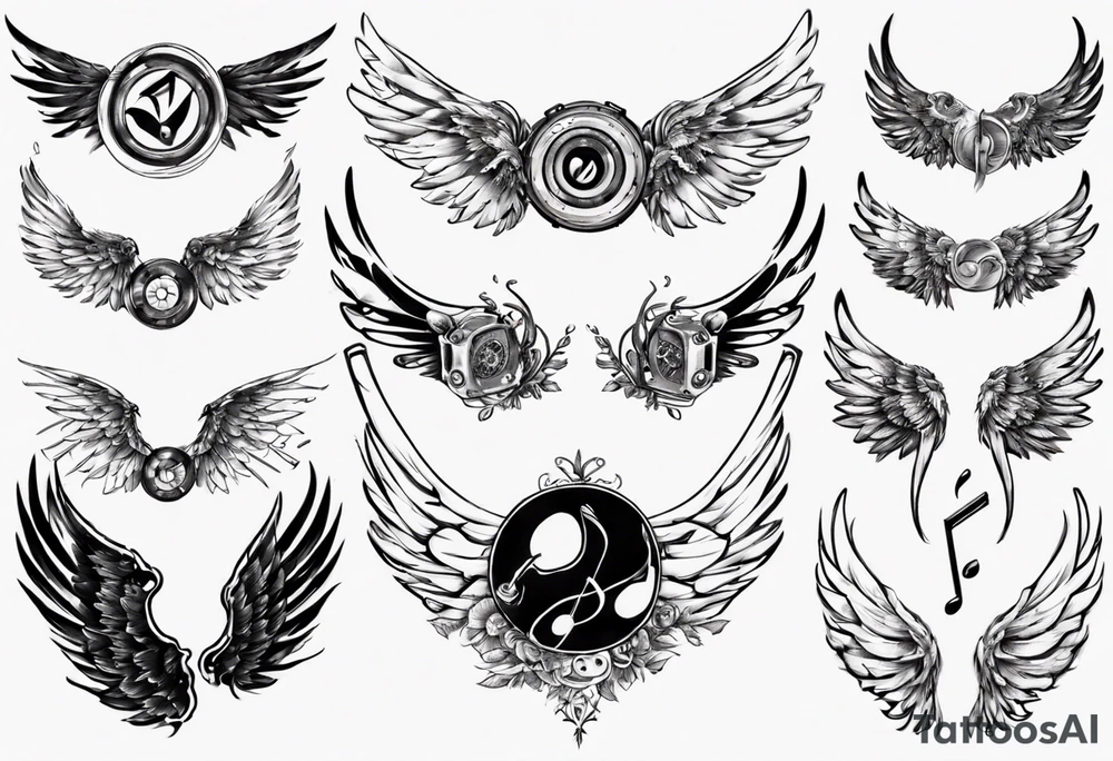music wings tattoo idea