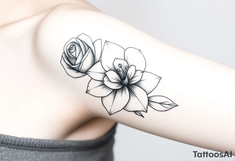 Rose and daffodil tattoo idea