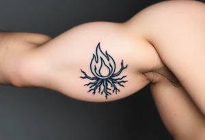 a round flame imprisoned in multiple roots tattoo idea