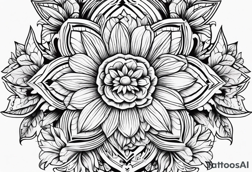 ornaments of flowers tattoo idea