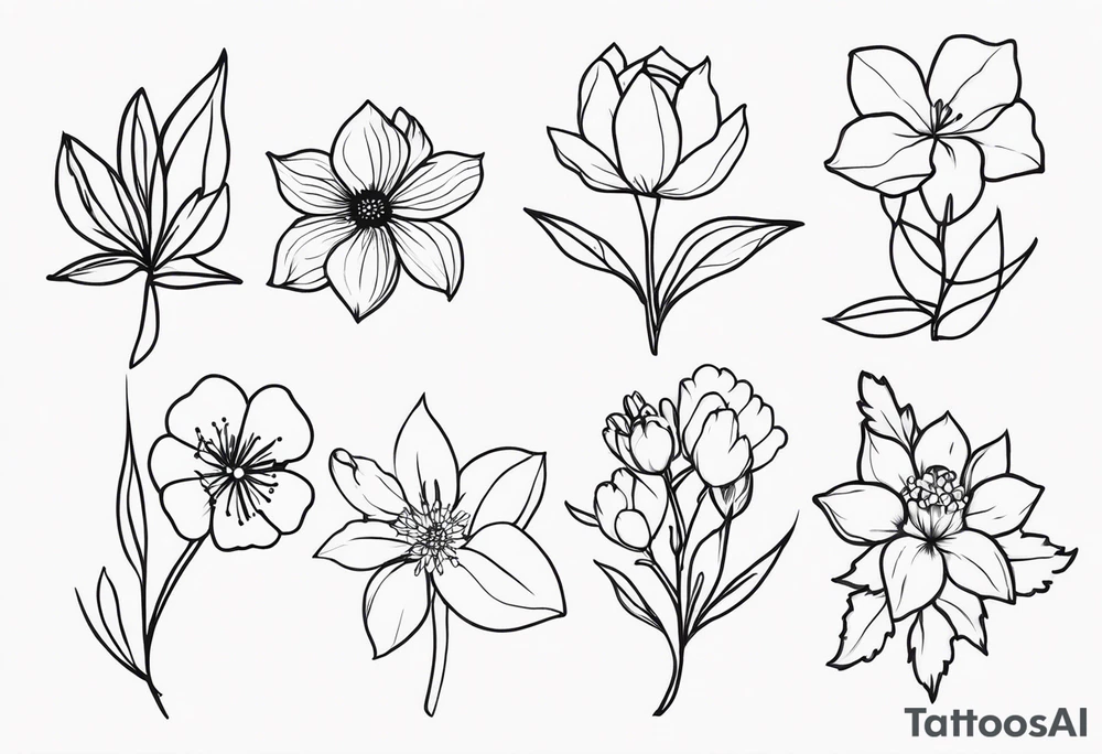 March April June November December birth flowers tattoo idea