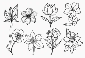 March April June November December birth flowers tattoo idea