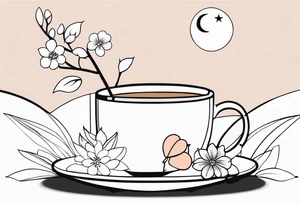 mocha coffee, moon, peach, blossom from powerpuff girls tattoo idea