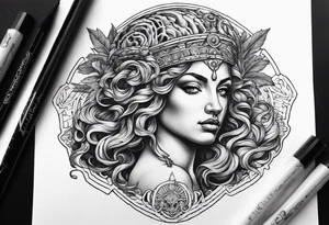 greek mythlology holding 
medusas head tattoo idea