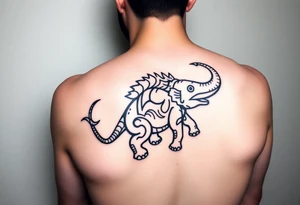 Axolotl riding an elephant tattoo idea