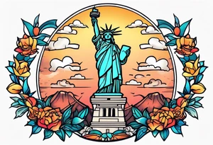 Single line crown of Statue of Liberty tattoo idea