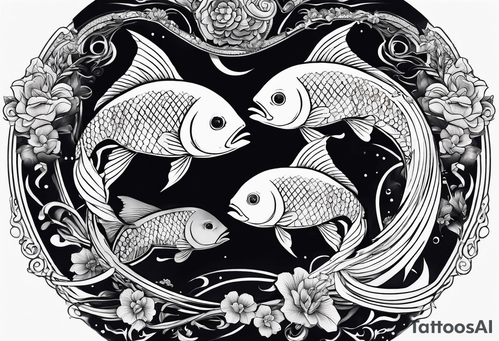 Two Fish with crescent moon tattoo idea