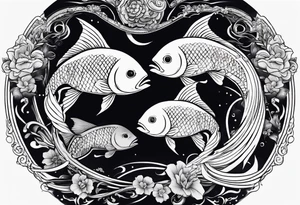 Two Fish with crescent moon tattoo idea