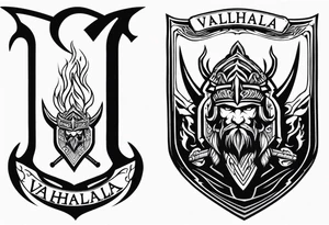 Valhalla fire sword shield warrior tattoo idea