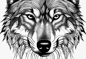 Mountains, wolf eyes underneath tattoo idea