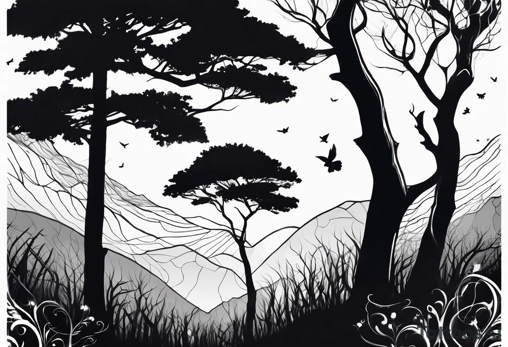 Bäume silhouette tattoo idea