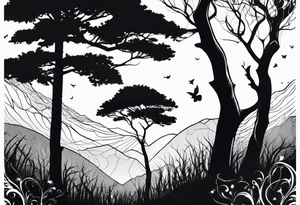 Bäume silhouette tattoo idea