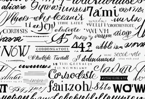 handwrite coordinates 43.4544354 and -73.6893921 using N and W tattoo idea