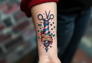 Barber pole and Scissors with raining money 
THIS IS MY DREAM tattoo idea