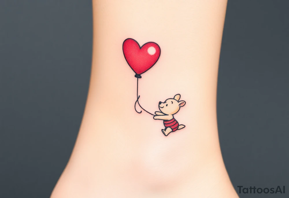 Winnie the Pooh and piglet with a flying heart 
balloon tattoo idea