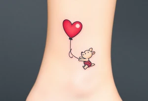 Winnie the Pooh and piglet with a flying heart 
balloon tattoo idea